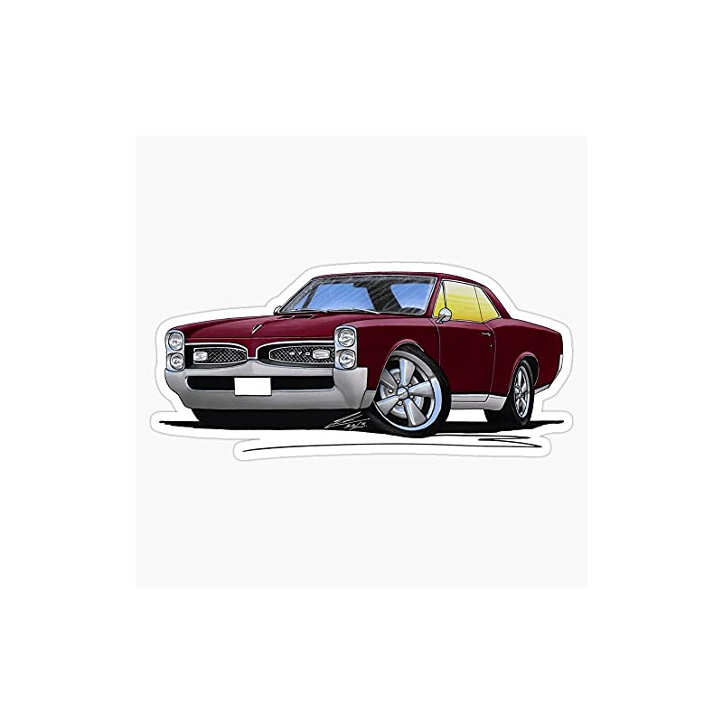 Pontiac Gto (1967) Maroon Bumper Sticker Window Vinyl Decal 5"