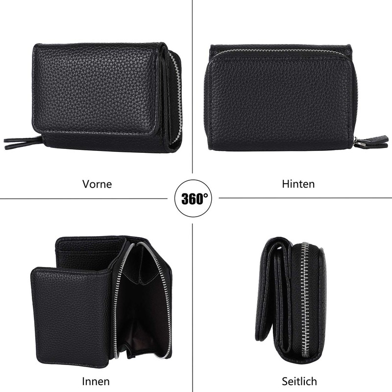 RRANCharltu Women's Small Leather Purse with Zip Coin Compartment Card