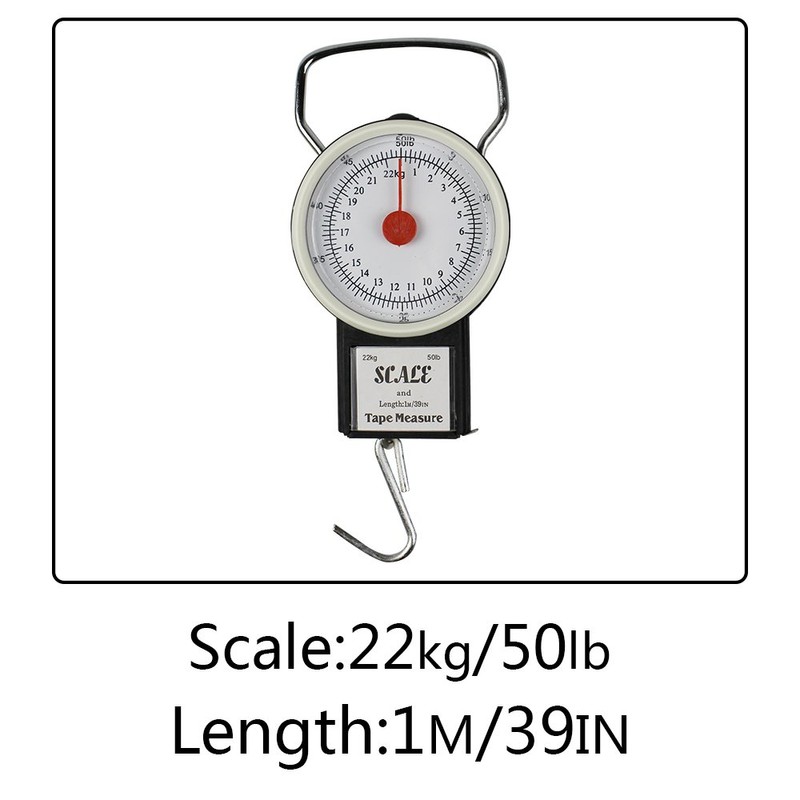 JSHANMEI 50LB Mechanical Hanging Fish Scale with 1M Tape Measure,Multi-Function