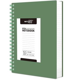 RETTACY B5 Wirebound Notebooks Notepad150 sheets/300 Pages for Writing,100gsm College-Ruled Paper, PVC Retro Cover, for Men Work Office School,19 x 25 cm - Dark Green