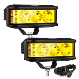 Auxbeam 5inch 68W Amber Fog Light Side Shooter LED Bar with Golden Yellow Spot Flood Combo Beam, Waterproof Offroad Fog Light for UTV ATV Jeep Wrangler Motor Truck Boat