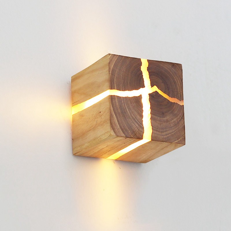 Cracked Wood Grain Wall Lamp Wall Light Bedroom Bedside Night