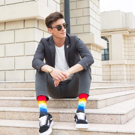 WeciBor Men's Dress Colorful Novelty Funny Crew Socks, 12 Pairs Multicolor Argyle, Size 9-12