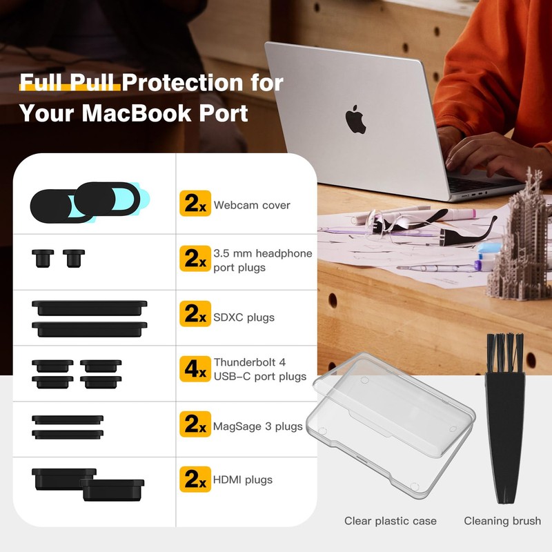 DAMMOMKO MacBook Pro M5 Accessories - 14PCS Dust Plugs for