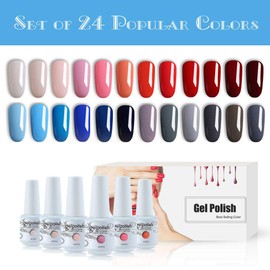 Vishine 24Pcs Gift Set Gel Nail Polish Kit Soak Off UV LED Nail Gel Polishes for Nail Art 8 ML/PC Pack of 24 Pretty Colors Series Kit 002