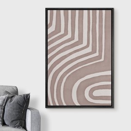 MUDECOR Framed Canvas Print Wall Art Brown Washed Out Tribal Ring Pattern Abstract Shapes Illustrations Modern Art Decorative Nordic Contemporary for Living Room, Bedroom, Office - 16"x24" Black