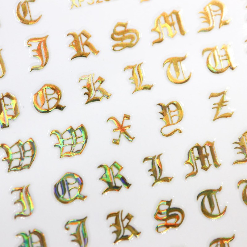 Alphabet Calligraphy English Letters【Aurora Gold】Nail Stickers Nail Art Self-Nail Decoration【2