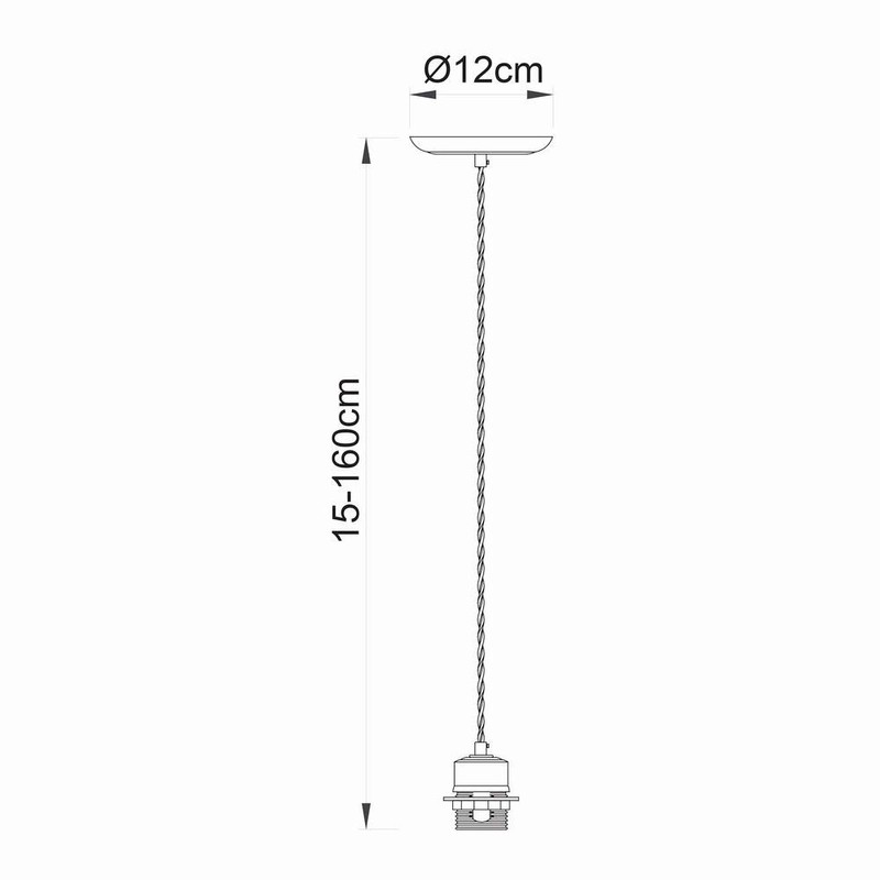 BRIA Twisted Black Pendant Cord Ceiling Light with Antique Brass