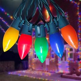 C9 LED Multicolor Christmas Lights, 25Ft Vintage Christmas String Lights 25 LED Colorful Bulb Lights, Plug in Christmas Lights Indoor for Christmas Tree, Patio, Garden, Yard, Party, Christmas Decor