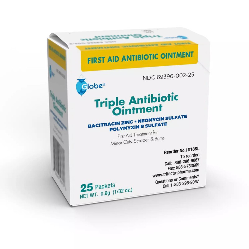Globe Triple Antibiotic Ointment 0.9g Single Packets. (25 Packets per