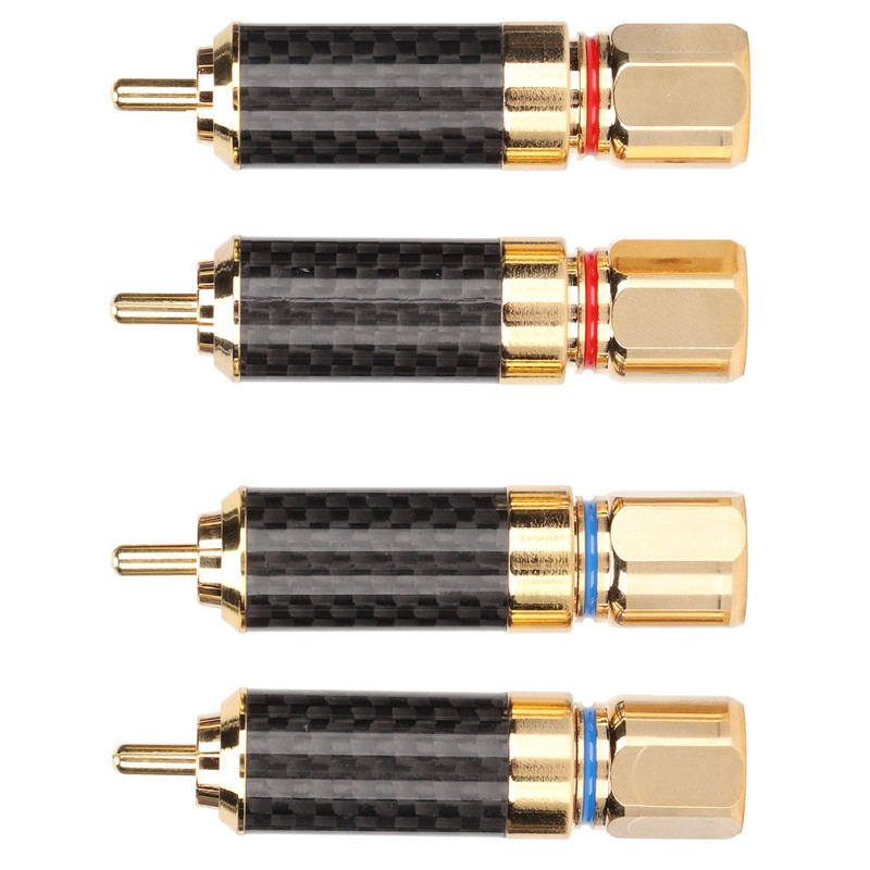 4Pcs RCA Sound Plug Carbon Fiber Gold Plated Oxidation Resistance