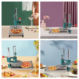 AGULIUM 7.9 Inch Pizza Dough Press Machine Household Commercial Pizza Dough Maker Stainless Steel Manual Dough Press for Hand Pies Meatloaf Pizza Crusts Dough Thickness Adjustable