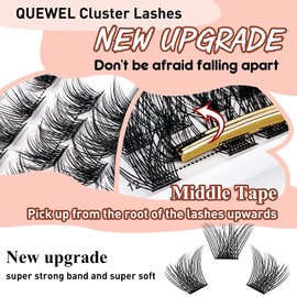 QUEWEL Individual Lashes DIY Cluster Lashes Individual Volume False Eyelashes Soft & Light Segmented Eyelashes For Makeup Home Use(Honey02-C-10mm)