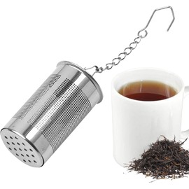 1Pc Stainless Steel Loose Leaf Tea Strainer - Infuser Filter with Chain Hook for Fruit Tea, Spices, Tapot, Tea Accessories
