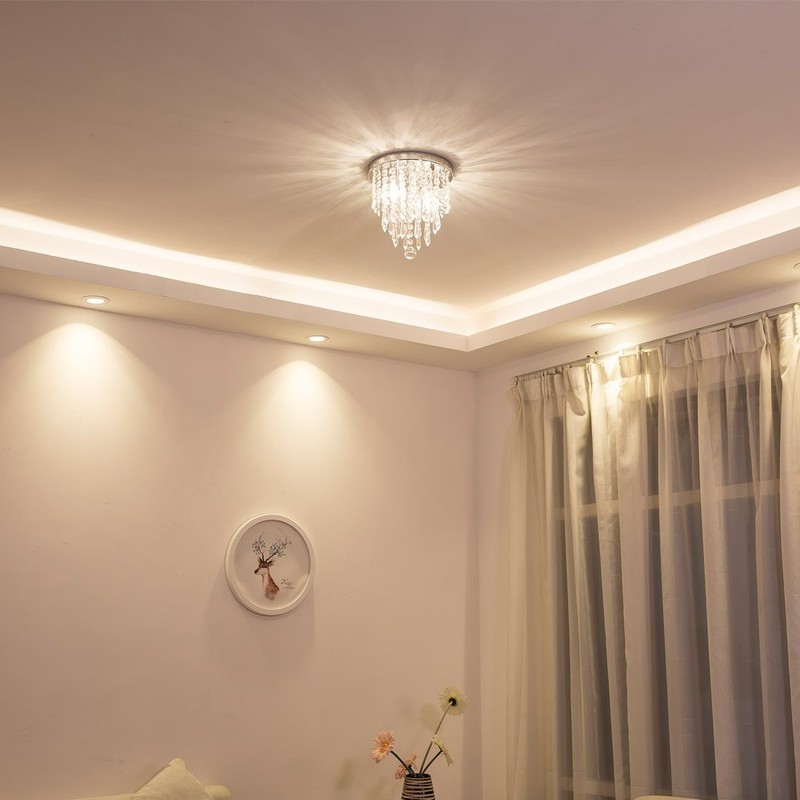 lifeholder Mini Chandelier, Crystal Chandelier Lighting, 2 Lights, Flush Mount
