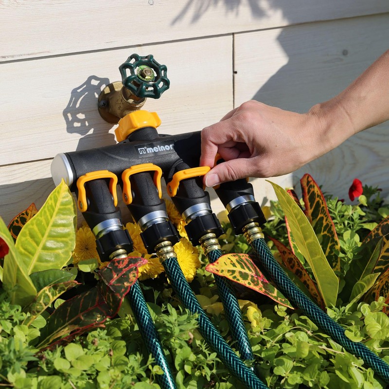 Melnor 65135AMZ 4 Way Lever Flow Through Valve Connector Bundle,