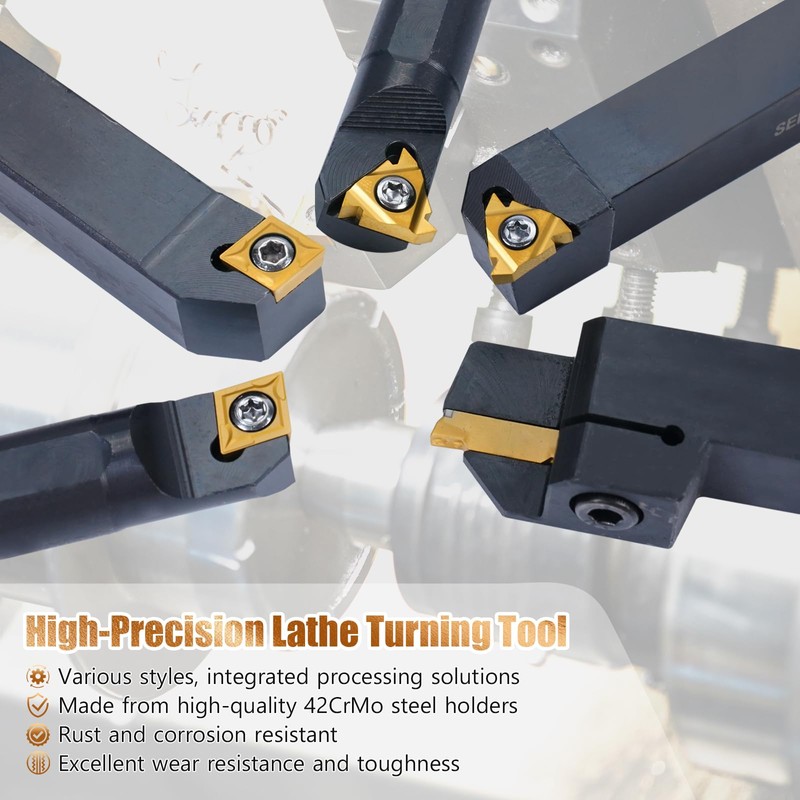 CHAWNIAO Indexable Lathe Turning Tool 21Pcs Kit 5/8" (16mm) Shank,