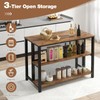 COSTWAY Home Bar Unit, 3-Tier Bar Table with Storage Shelves,