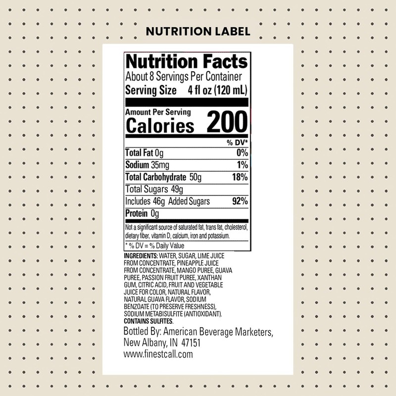 Finest Call Premium Tropical Fruit Puree, 1 Liter Bottle (33.8