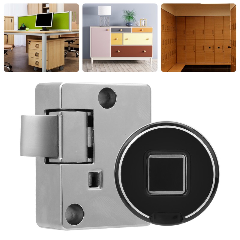 Fingerprint Cabinet Lock Kit Biometric Keyless Locking Anti‑Theft Low Battery