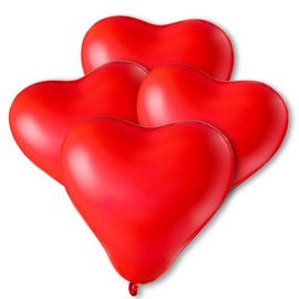 Twist4 heart balloons approximately Twist4® Diameter 26 cm, 100% Natural Latex Premium Quality - Made in Germany - Heart Shape in Red Pink White - Wedding Valentine's Day Decoration (Pack of 50, Red)