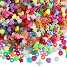 LEGENTLISUR 1400 Pieces 5 Style Star Plastic Craft Beads Mixing Color Pony Bead for Friendship Bracelets Key Chains Jewelry Making Projects
