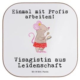 Mr. & Mrs. Panda Square Coasters Makeup Artist with Passion - Gift, Coasters, Glasses, Training, Wellness, Beauty Salon, Colleague,