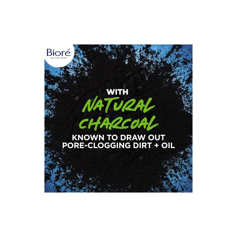 Bioré Men's Skincare Charcoal Face Wash, Deep Cleans Pores &