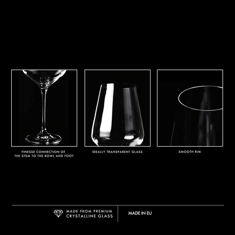 Krosno Large White Wine Glasses Set of 6, 13.2 oz,