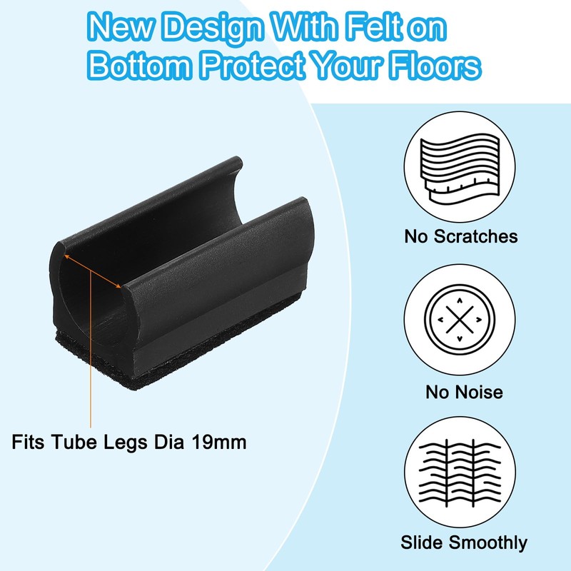 PATIKIL Rectangle U Shaped Chair Leg Tips Caps with Felt