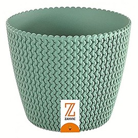 Zanvic Flowerpot splofy 2, Effect Knitted Fabric, 16 cm, Mint, 16 x 16 x 13 cm, za532
