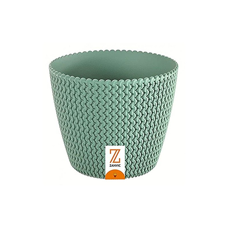 Zanvic Flowerpot splofy 2, Effect Knitted Fabric, 16 cm, Mint,