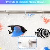 Clear Tropical Fish Shower Curtain Liner with Design, Lightweight Plastic