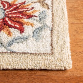 SAFAVIEH Chelsea Collection Runner Rug - 2'6" x 8', Ivory, Hand-Hooked French Country Floral Wool, Ideal for High Traffic Areas in Living Room, Bedroom (HK141A)