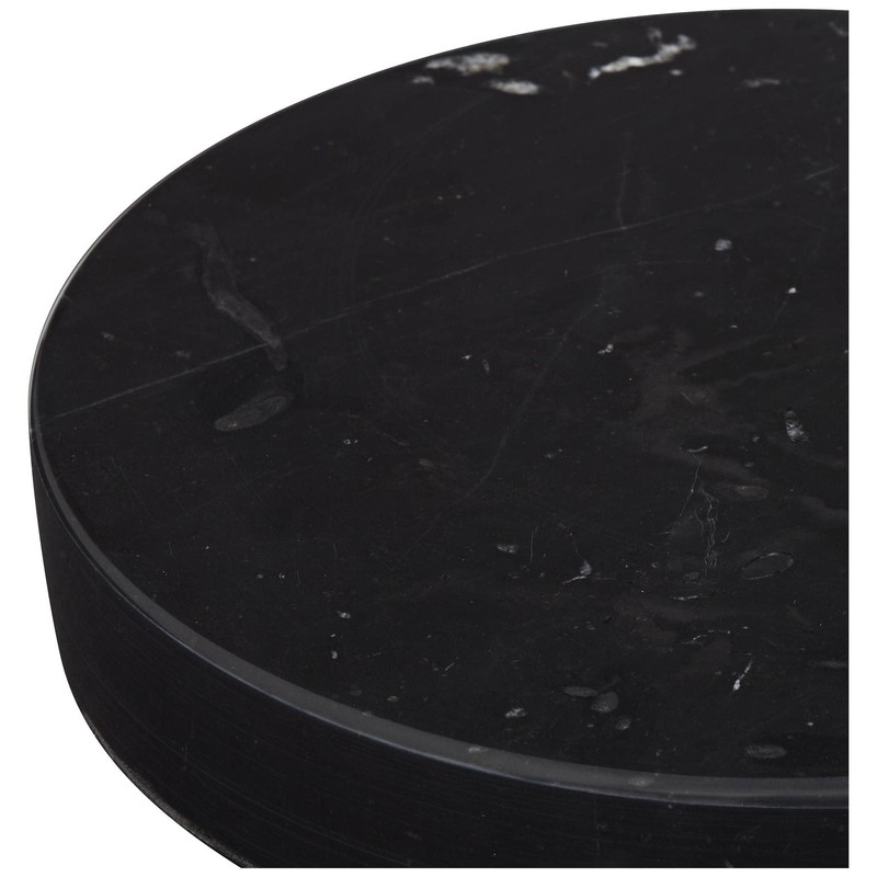 Black Marble 8" Wide x 1" High Round Pedestal Lamp