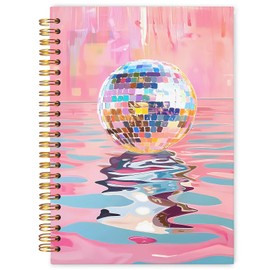 WARDOS Funky Y2K Pink Disco Ball Spiral Notebook Journal 5.5x8.3, Preppy Notebook for for Women, Trendy Pop Party Art Journal, Preppy Office Supplies