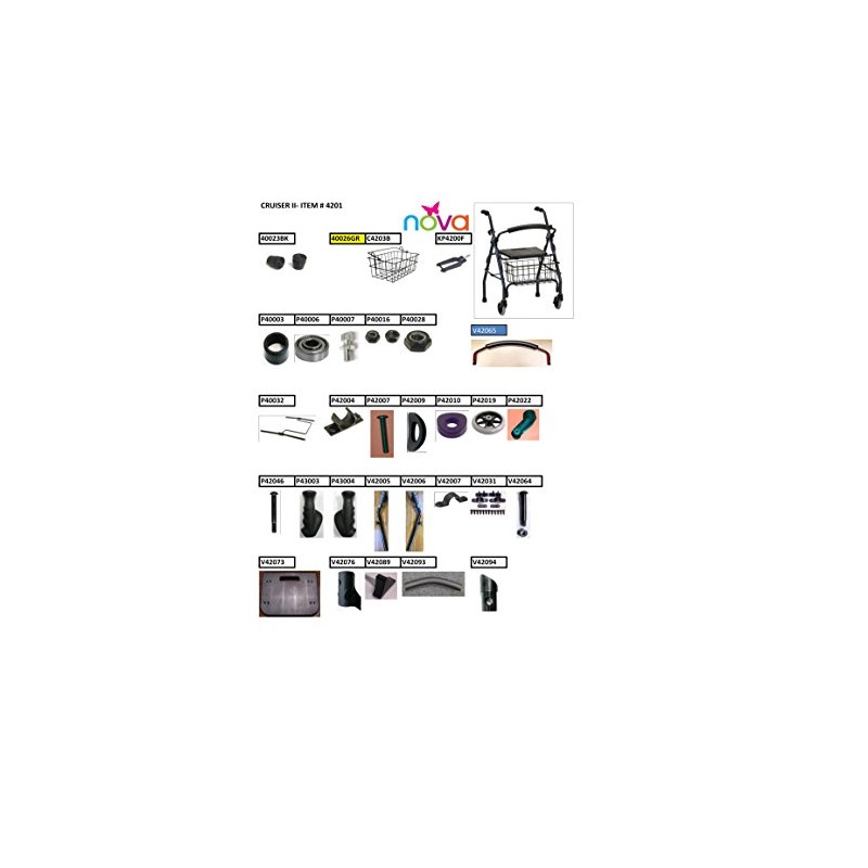 Nova Replacement Parts for Cruiser II Rolling Walker - Plastic