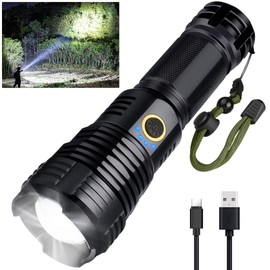 BengMxj Rechargeable LED Flashlights,990000 High Lumens Tactical Flashlight with Zoomable Super Bright Waterproof Flashlights for Emergencies,Camping,Hiking,Home