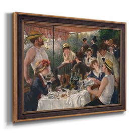 Renditions Gallery Canvas Wall Art Bronze & Gold Framed Decor Lunch of the Boating Party at Balcony French Abstract Art for Bedroom Dining Living Room Office Home Kitchen Wall Decor - 29"X41"