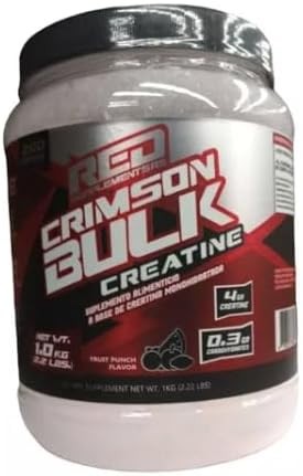 Redline Creatina Monohidratada Crimson Bulk Natural 1 Kg Ponche de Frutas 200 servicios
