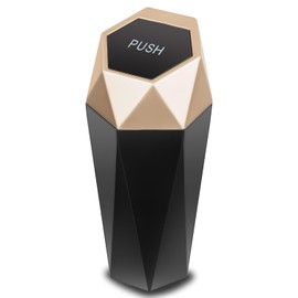 DNA MOTORING Mini Car Auto Trash Can with Removable Lid, Leakproof Mini Garbage Bin for Automotive Home Office,Black/Gold,ZTL-OD-01-GD