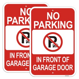 2 PC Large No Parking in Front of Garage Door Sign, 18"x12"No Parking Signs