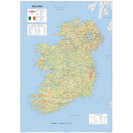 Detailed Physical Ireland Poster Map - 23.3 x 16.5 Inches - Paper Laminated