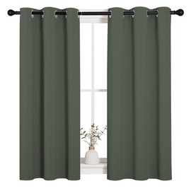 NICETOWN NICETOWN Dark Mallard Blackout Curtain Panels for Bedroom, Thermal Insulated Grommet Top Blackout Draperies and Drapes for Basement (2 Panels, W34 x L45-inch)