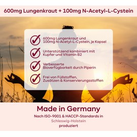 3 Month Supply Lungwort Complex with 600 mg Lungwort + Piperine from Black Pepper + Copper and Vitamin B2 - Lungwort High Dose & Vegan - 90 Lungwort Capsules from plantomol®