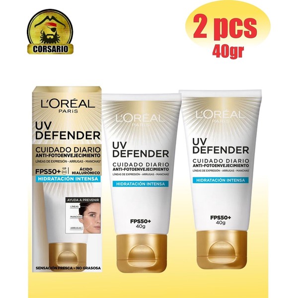 Facial Cream LOreal Paris UV Defend Intense Hydration SPF 50+ x 40 g-PACK X 2