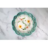 GinkgoHome Hand Painted Flower Pattern Ceramic Bowl Wavy Edge 6-8