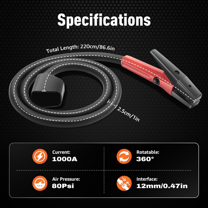 1000Amp K4000 Carbon Air Arc Gouging Torch with 7ft Cable
