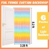 6 Pack Light Rainbow Foil Fringe Curtains Backdrop, 3.28 x