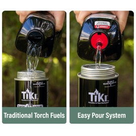 TIKI BiteFighter® Mosquito Repellent Torch Fuel 3/4 Gallon (100 oz.) 4-Pack, Citronella & Cedar Formula for Mosquito Repellency, Easy Pour Bottle, Use with Torches & Table Torches, Outdoor & Backyard